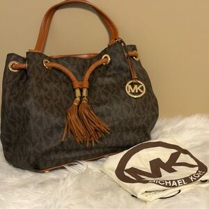 Michael Kors Brown Shoulder Bag with Gold Hardware